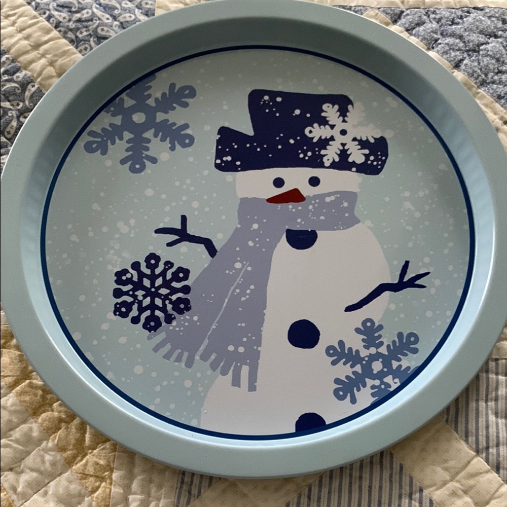 Holiday Snowman Decorative Tray